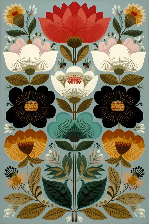 Nordic Floral No. 074 printable wall art