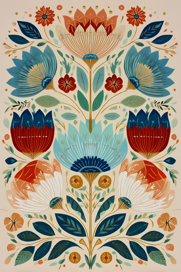 Nordic Floral No. 125 printable wall art