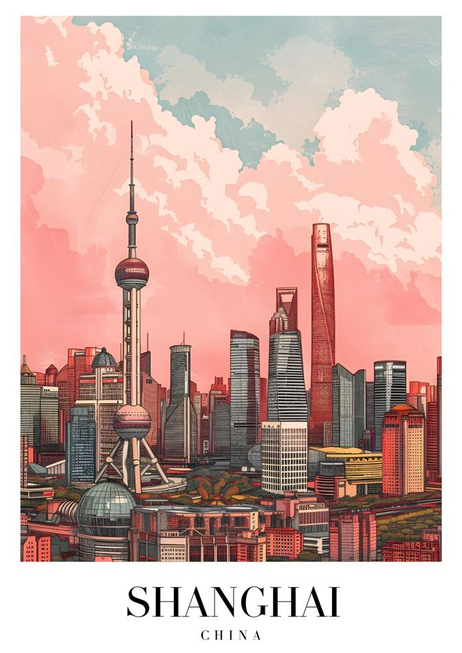 Shanghai China printable wall art